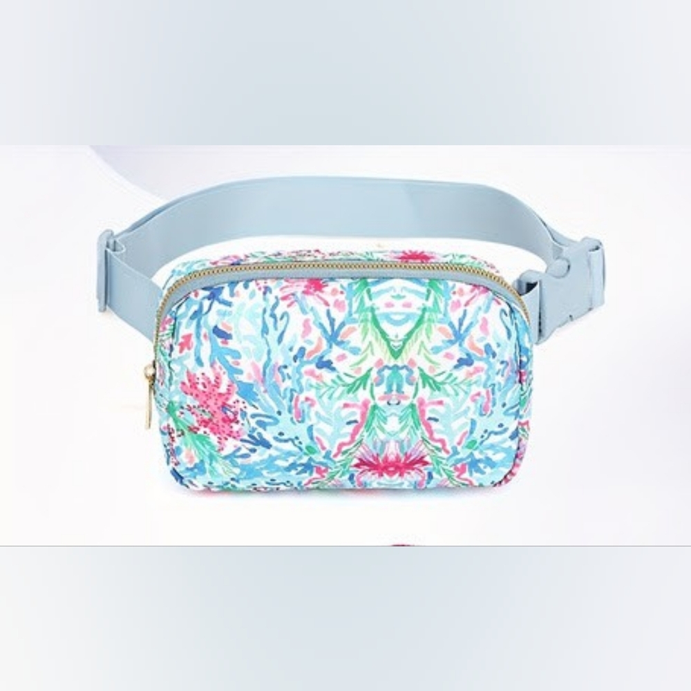 Floral Print Blue Belt Bag Fannie Pack NEW